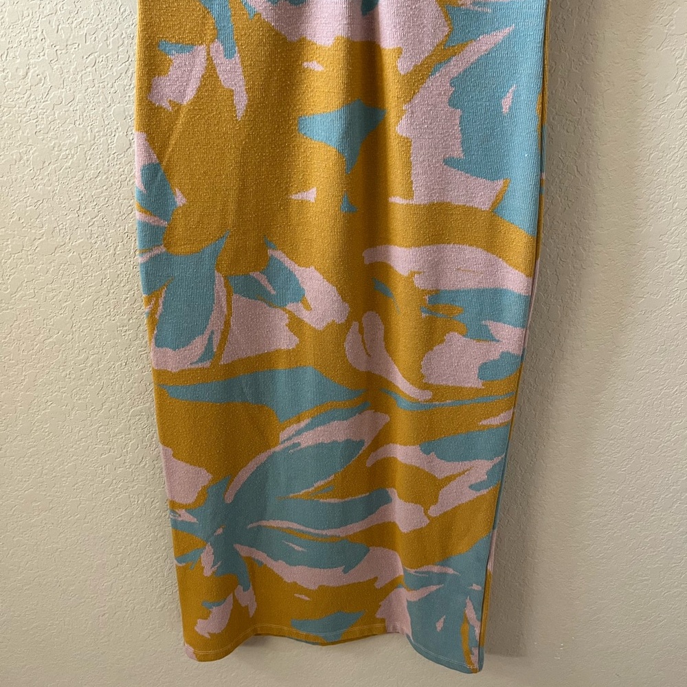 Zara Women’s Jacquard Knit Polo Midi Dress Size S Pink Blue Orange - Picture 5 of 12